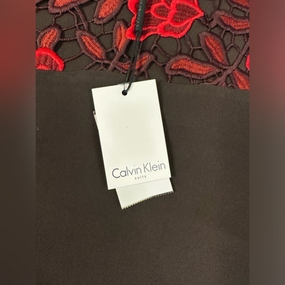 Calvin Klein, Brown and red, tank with lace detail, size small - Picture 2 of 8